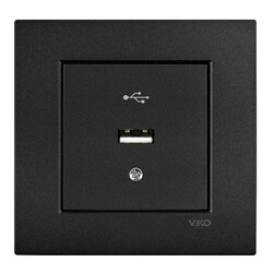 120620266a2c052ea03fd.jpeg Viko Artline Novella/Trenda Siyah Usb Konnektör Kapak Mekanizma ve Çerçeve Hariç