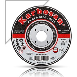 120620266a2c193cb0669.jpeg Karbosan 115X1.0X22.23 910380 Aa 54 R BF80 Düz Paslanmaz Çelik (Inox) Ince Kesme Taşı