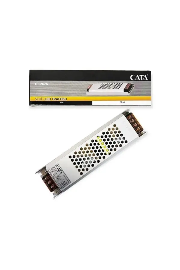 120620266a2c1eddcc660.webp Cata CT-2676 17 Amper Şerit Led Trafosu 200W Süper Slim Fansız