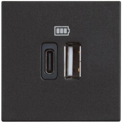 120620266a2c23c932c42.jpeg Bticino Classia Type C ve A USB Şarj Prizi 3A 2M Siyah