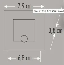 120620266a2c266be710e.webp Cata CT-5183 1.5W Radar Sensörlü Koridor Kare Beyaz