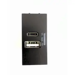 120620266a2c2714ad8e1.webp Thea Panasonic Modüler Siyah Usb Type A+C 5V 3A Mekanizma+Kapak