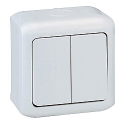 Legrand 782361 Forix İkili Vavien Anahtar, Sıva Üstü Beyaz IP44