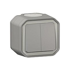 Legrand Plexo Sıva Üstü Anahtar, 2’li Komütatör (Vavien) Gri IP55